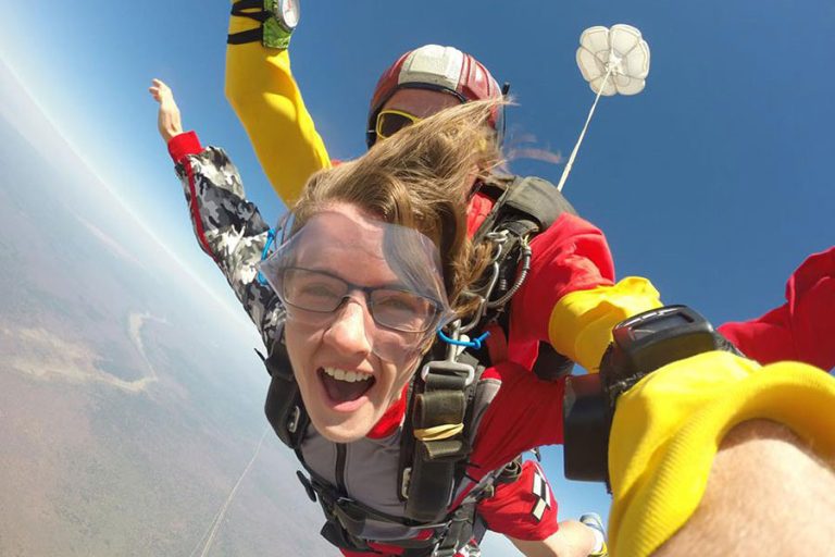 Skydivers in freefall
